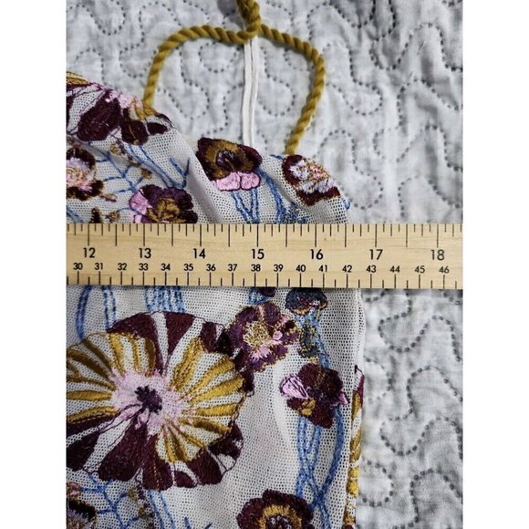 FREE PEOPLE  PLUM COMBO "DAY DATE" EMBROIDRED FLORAL PRINT BODYSUIT Sz Medium - Picture 6 of 6
